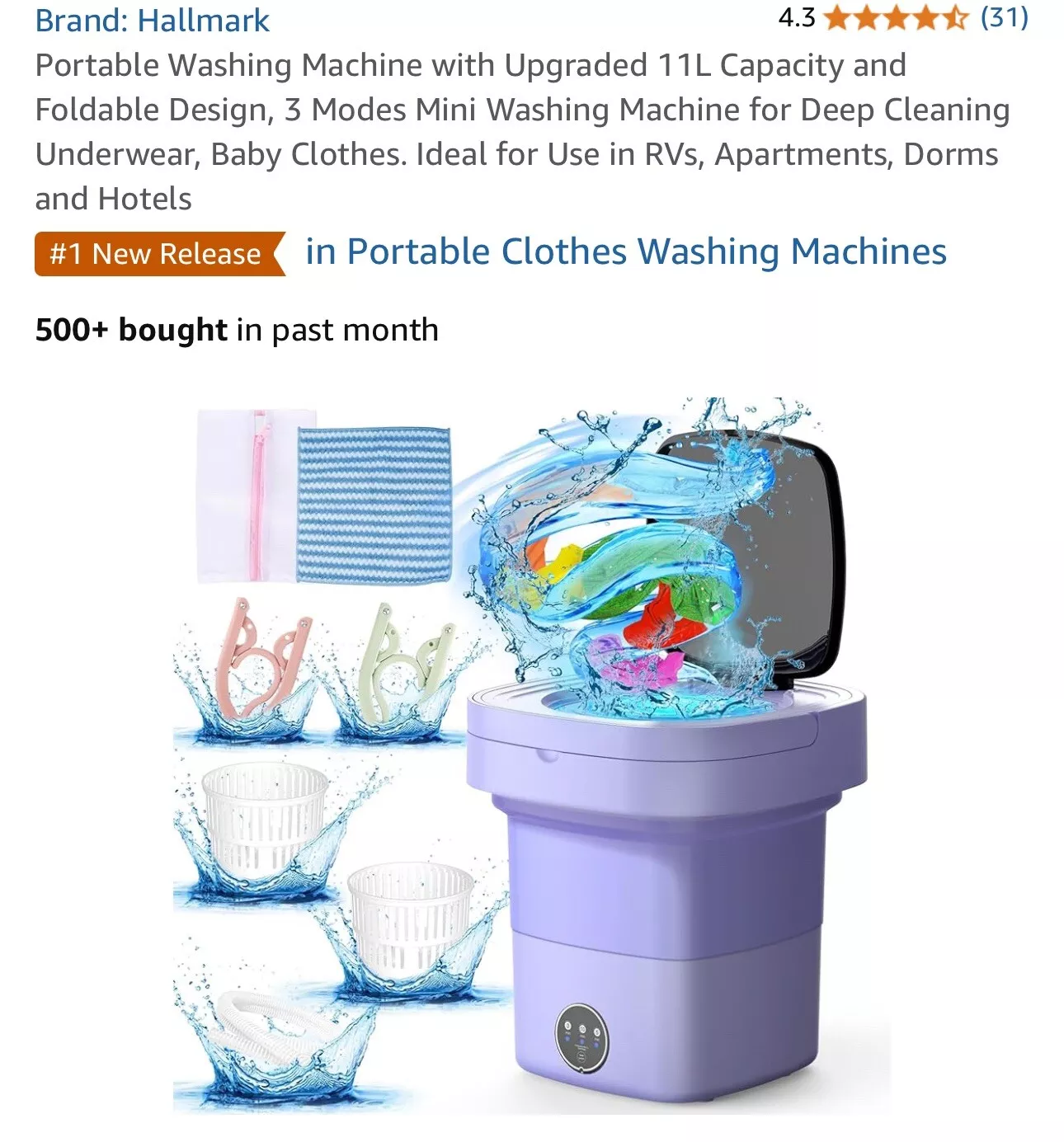 Portable Washing Machine with Upgraded 11L Capacit